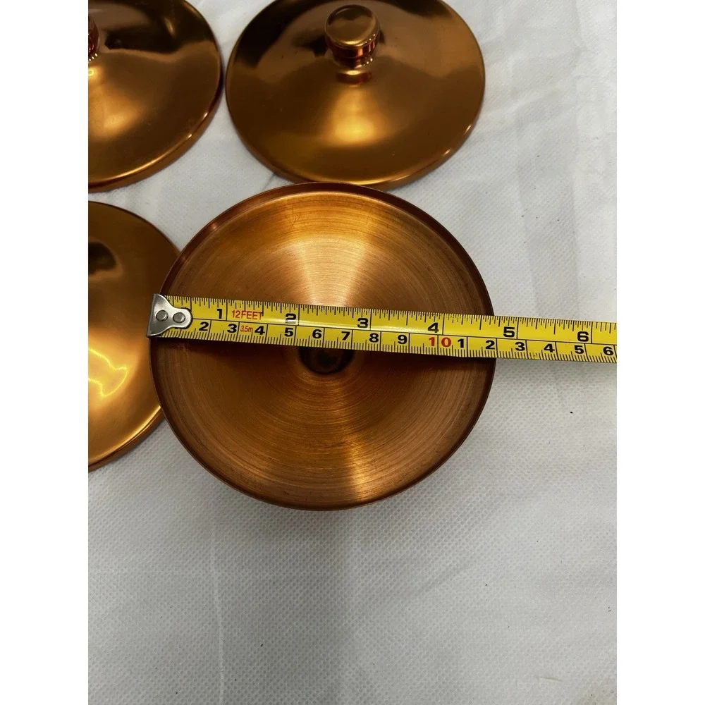 Vintage Spun Copper Bowls W Lids MCM Serving Dish Candy Trinket Cottage Farm